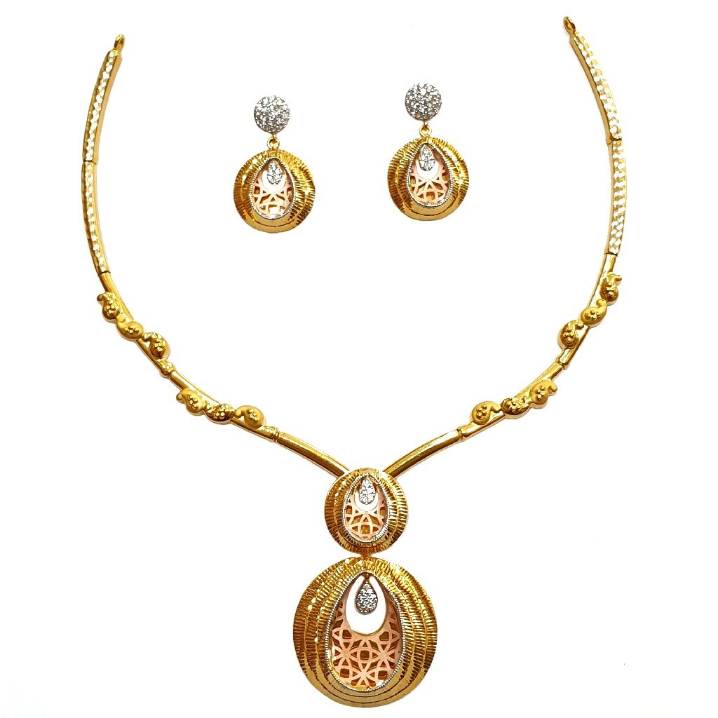 22K Gold Modern CZ Diamond Necklace...