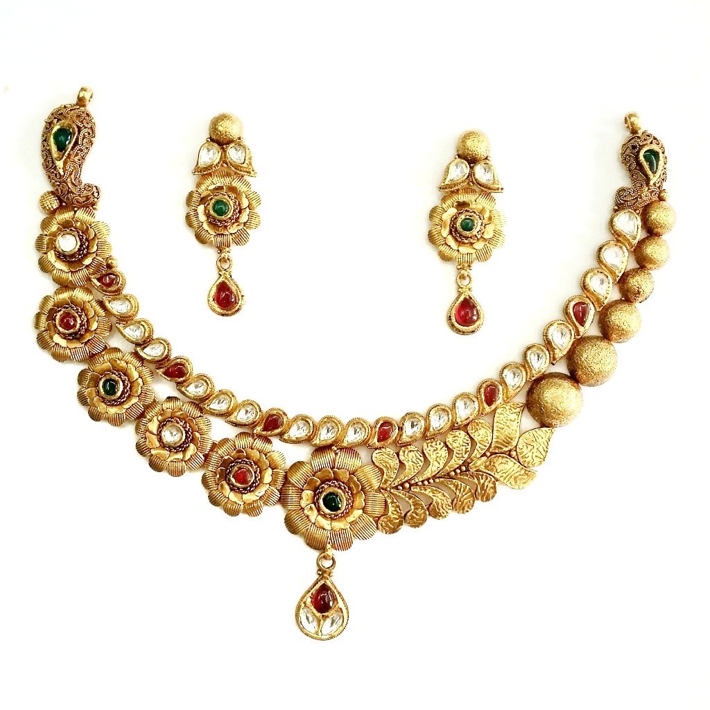 916 gold antique necklace set mga -...