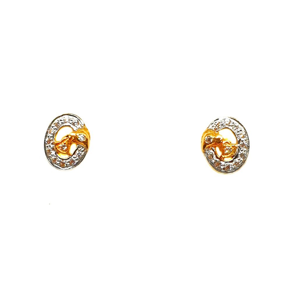 22K Gold Oval Shaped Earrings MGA -...