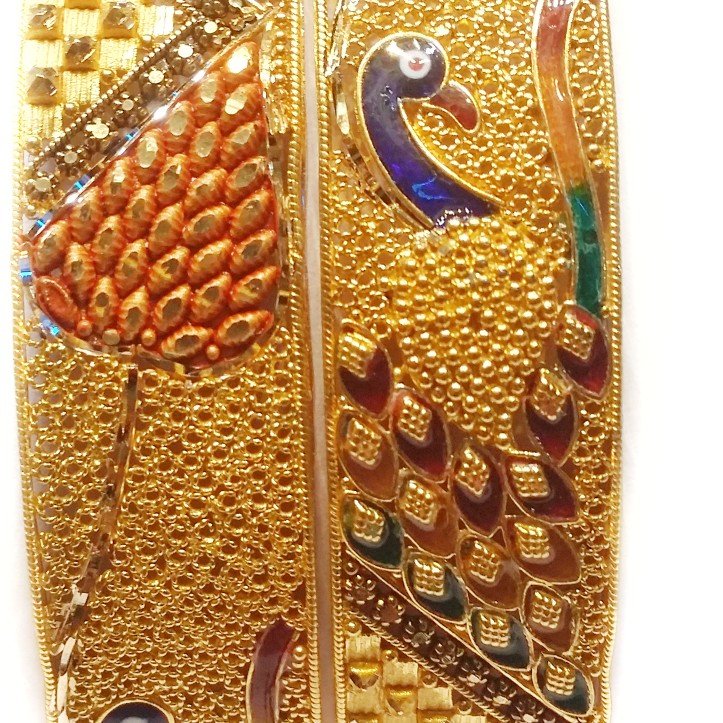 22k Gold Meenakari peacock Kada bangle MGA - GP027