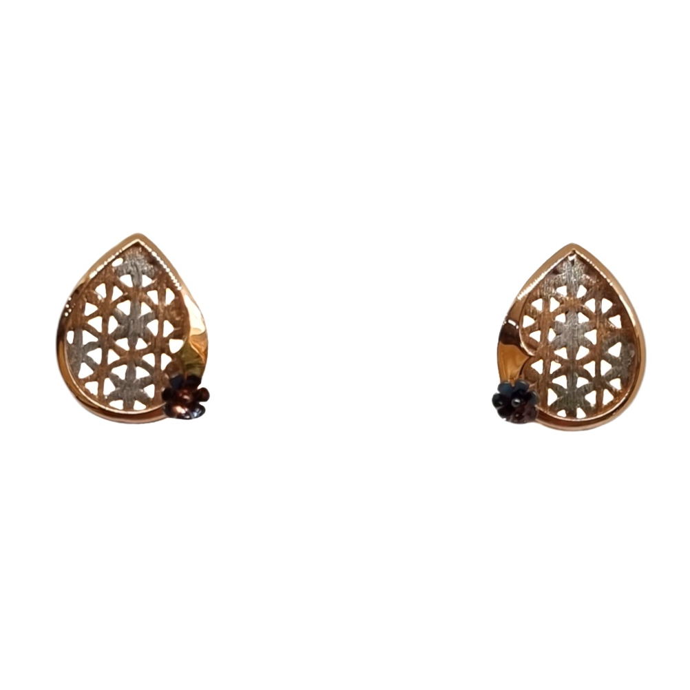 18k rose gold modern flower shape e...