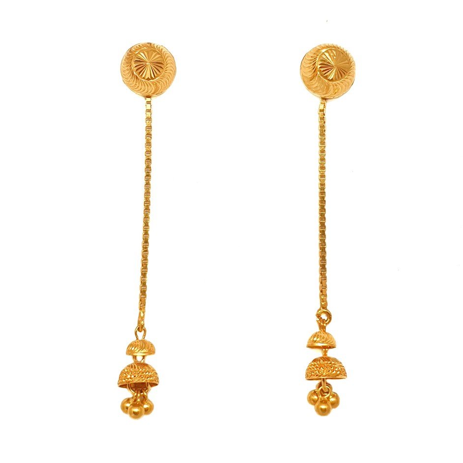 22K Gold Long Sui Dhaga Earrings MG...