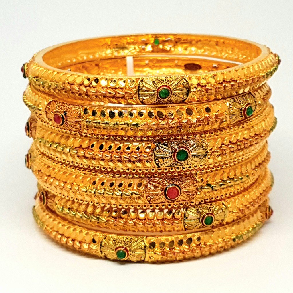 One gram gold forming 6 pieces kada bangles mga - bge0137