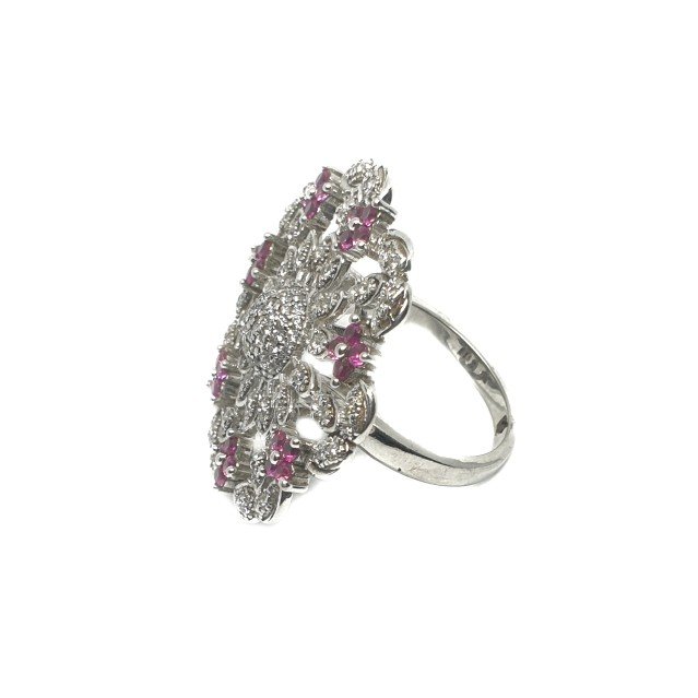 925 sterling silver round shape pink diamond ring mga - lrs0115