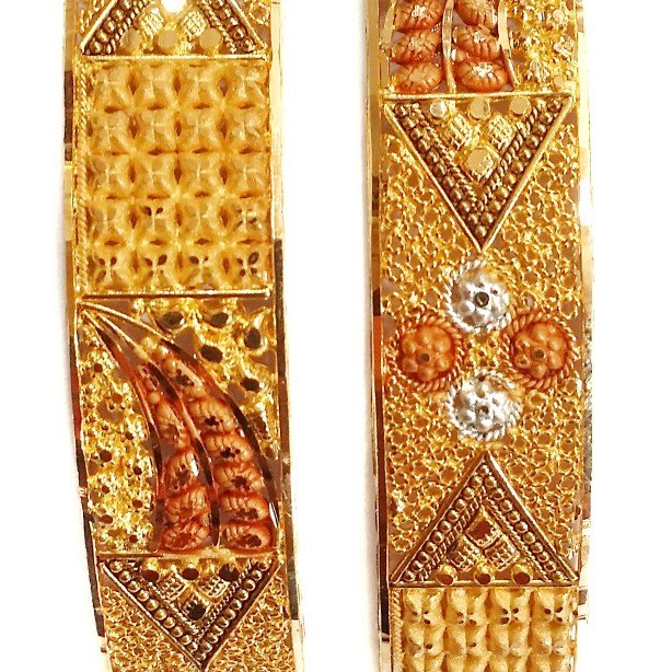 22k gold fancy designer patla bangles mga - gp034