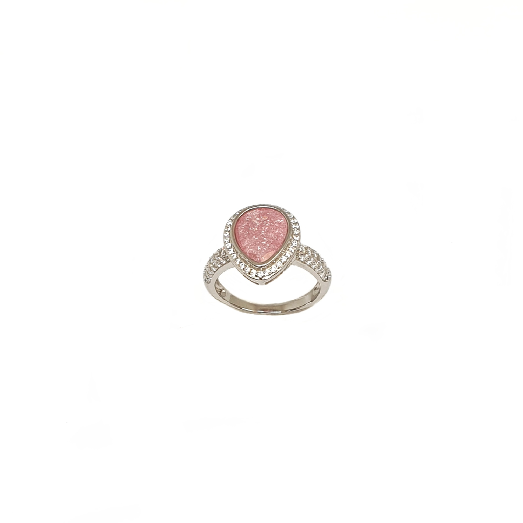 Pink Stone Diamond Ring In 925 Sterling Silver MGA - LRS5325