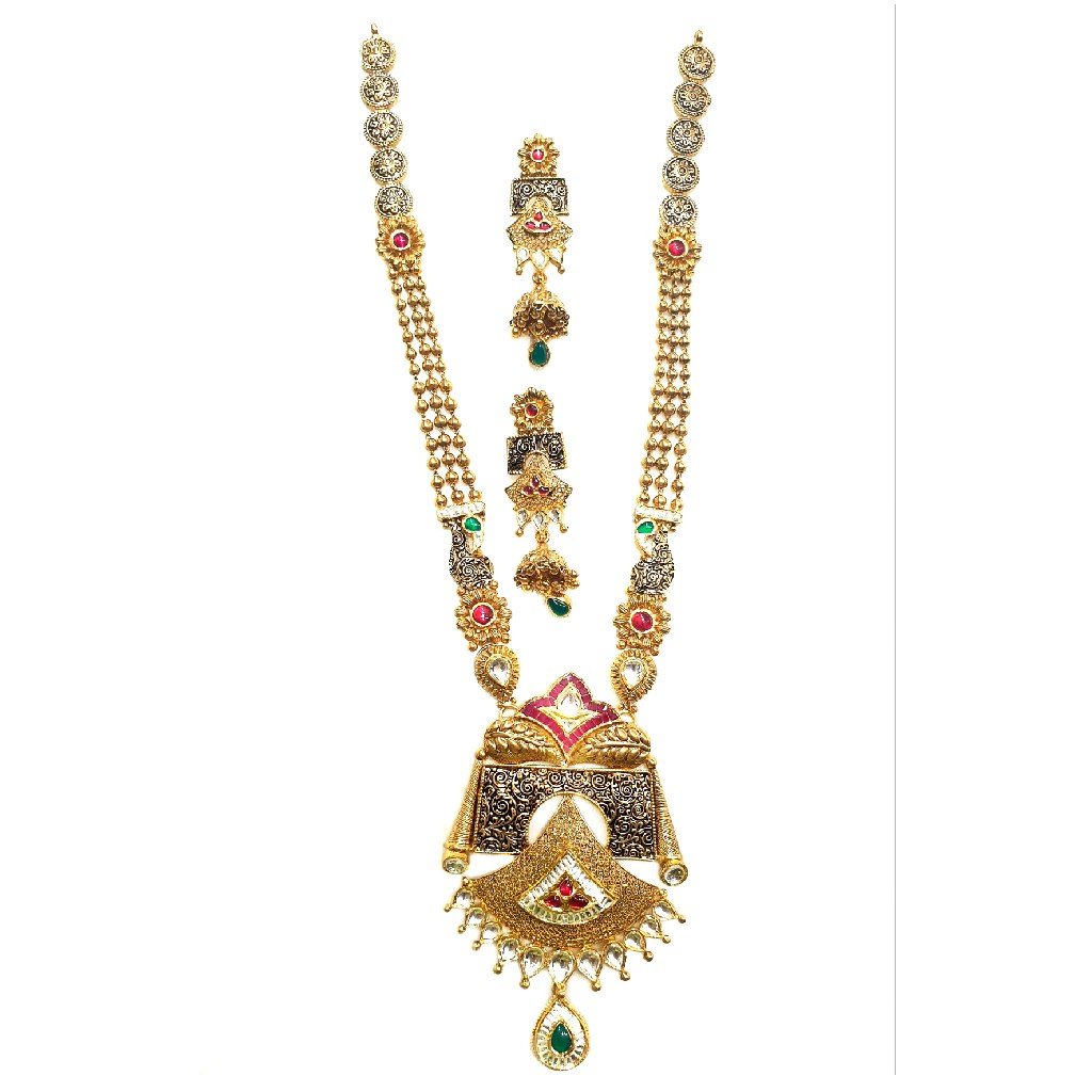 22k Gold Antique Rajwadi Necklace W...