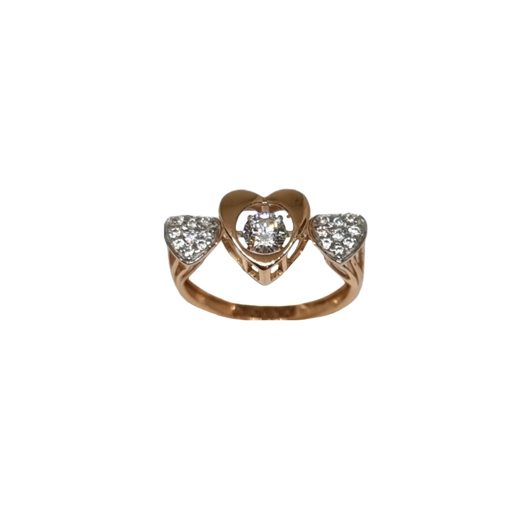 18K Rose Gold Heart Shape Modern Ri...