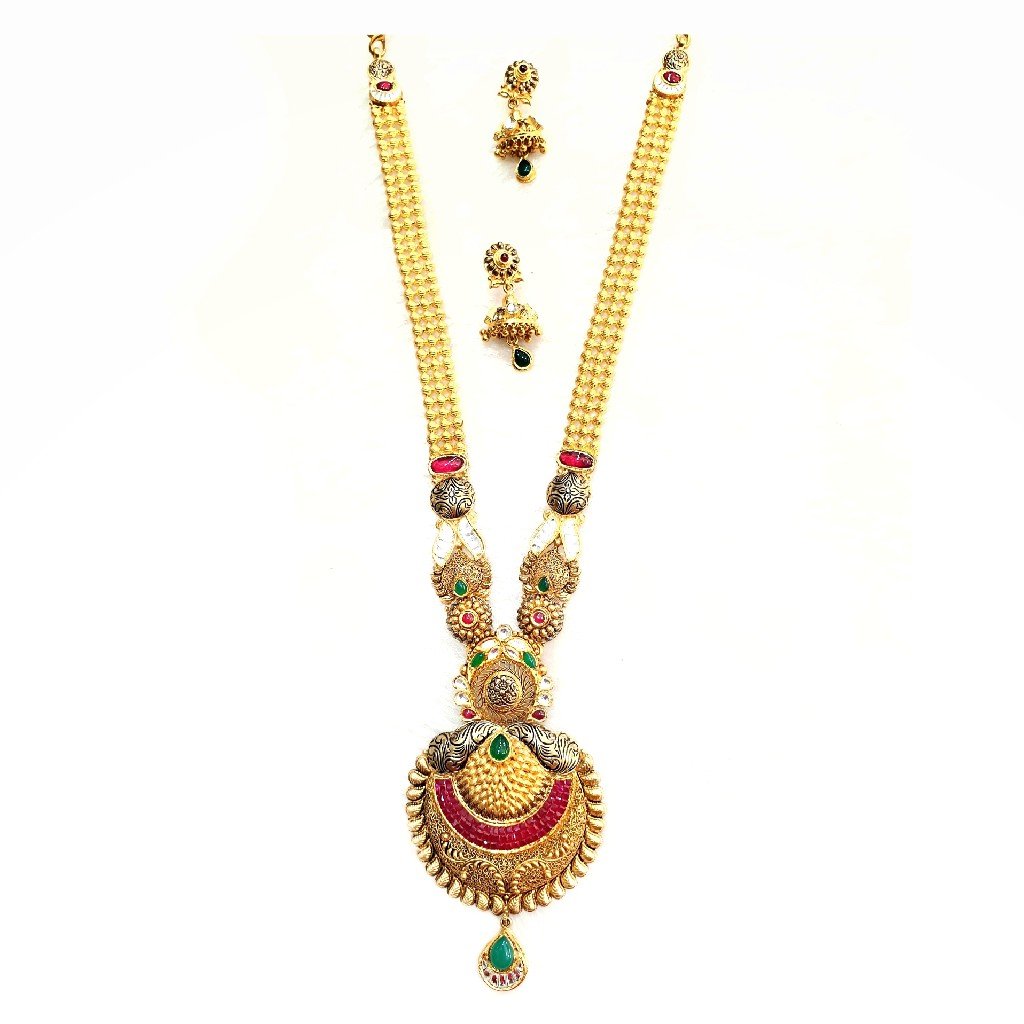 22k gold antique long necklace set...