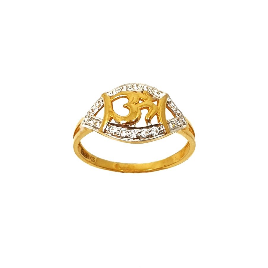 22K Gold Om Cz Diamond Ring MGA - L...