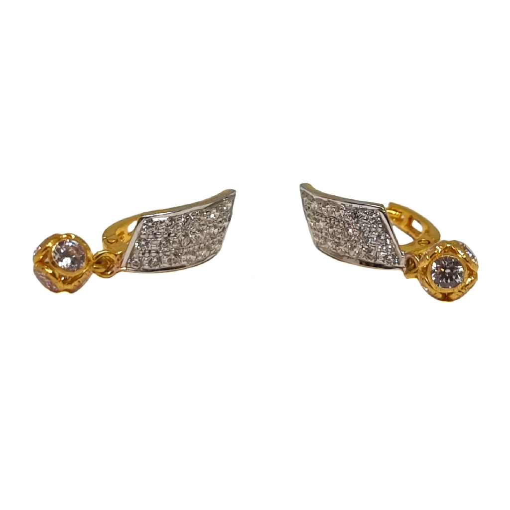 18K Gold CZ Diamond Fancy Earrings...