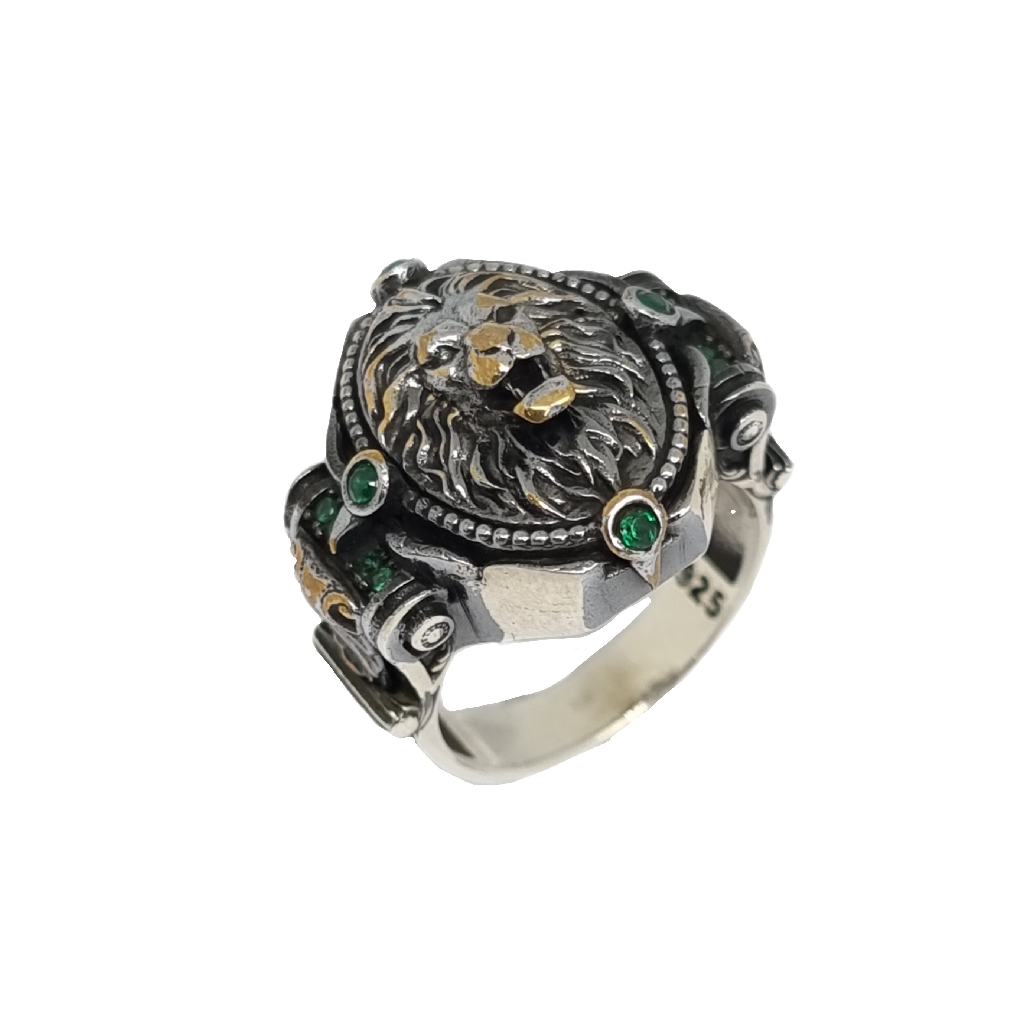 Ancient Lion Ring In 925 Sterling S...