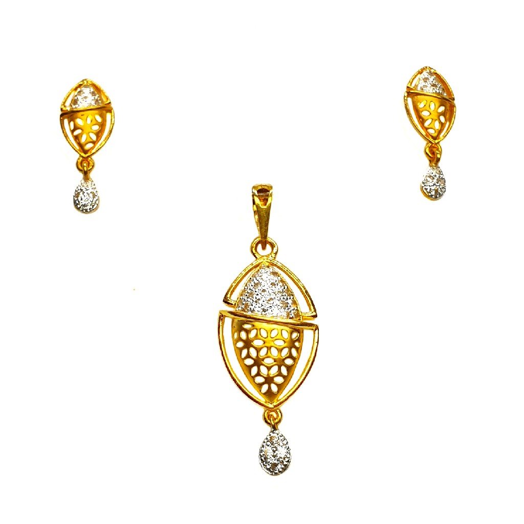 22K Gold CZ Diamond Fancy Pendant S...