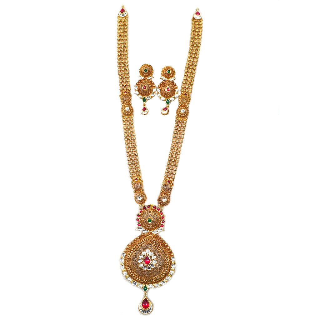 22k Gold Antique Rajwadi Necklace W...