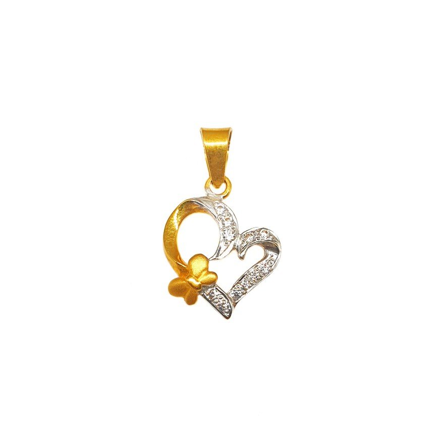 22K Gold Heart Shaped Modern Pendan...