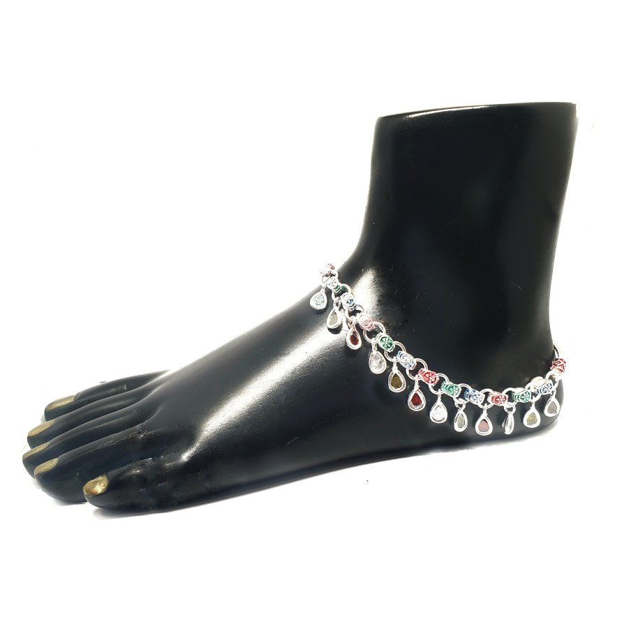 Colourful Pandadi Silver Anklet Pay...