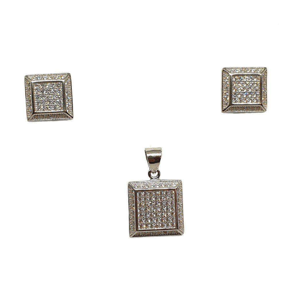 925 Sterling Silver Square Shaped D...