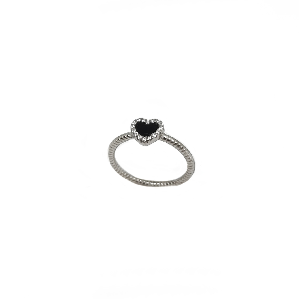 Black Heart Ring In 925 Sterling Si...