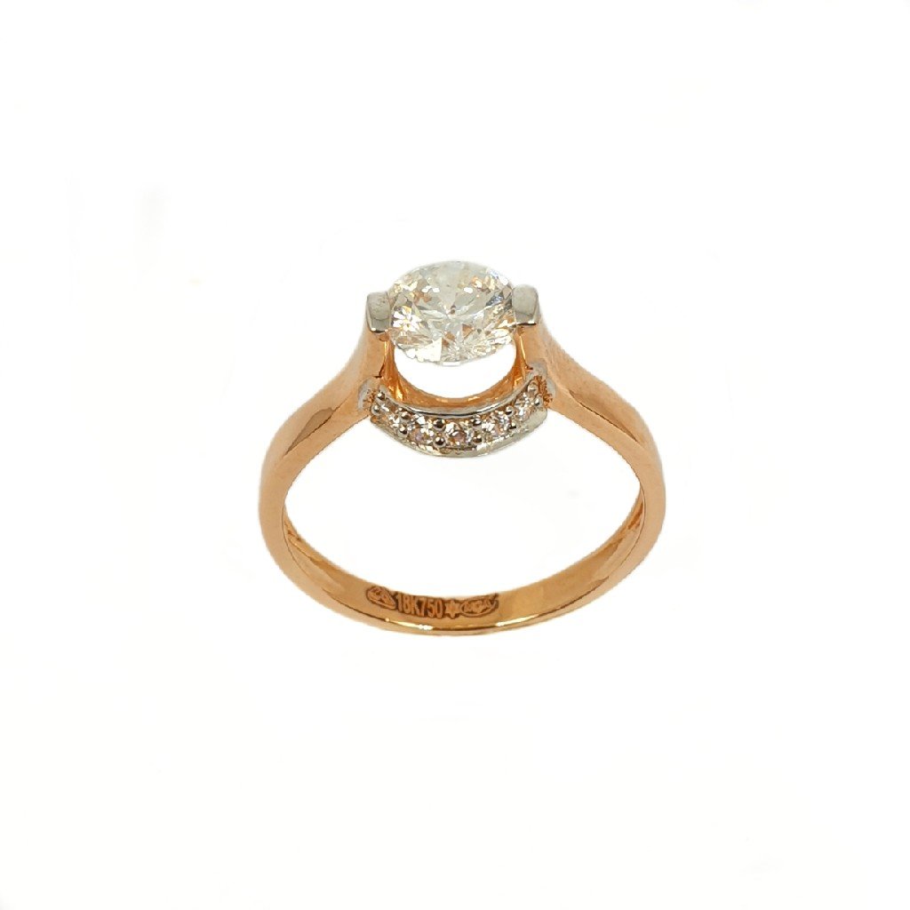 18K Rose Gold Solitaire Diamond Rin...