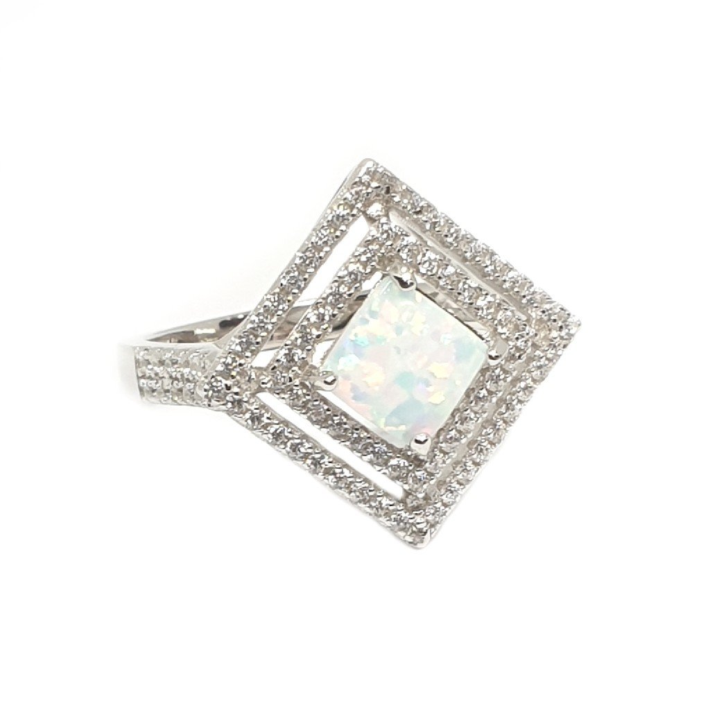 925 Sterling Silver Square Shaped Ring MGA - LRS3374