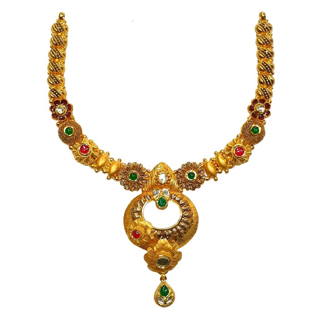 22K Gold Antique Designer Necklace MGA - GN0094