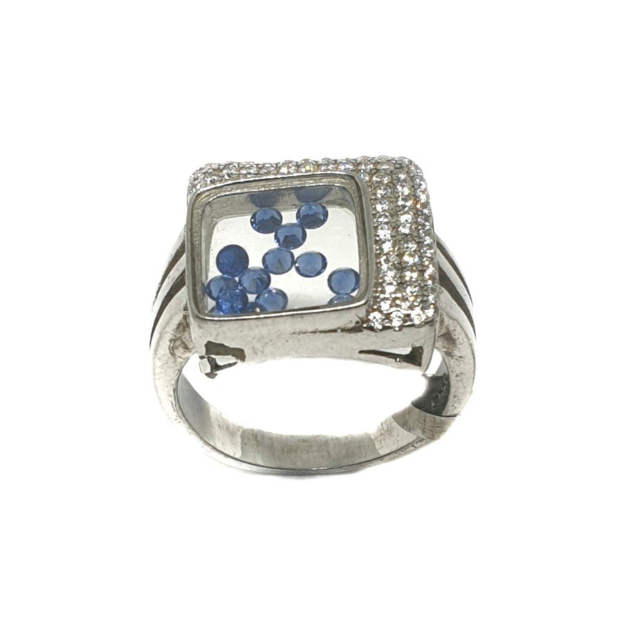 925 Sterling Silver Square Shape Ri...