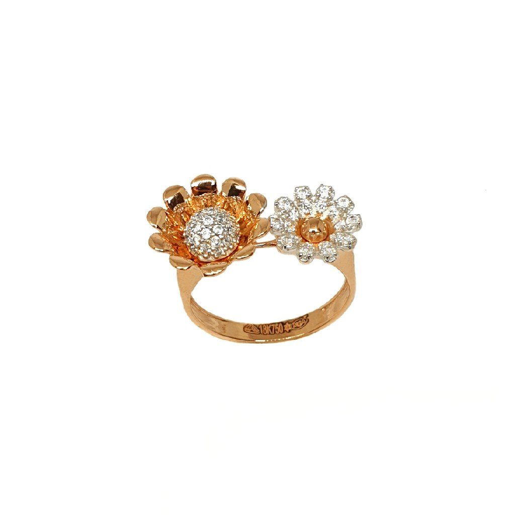 18K Rose Gold Flower Shaped Designe...