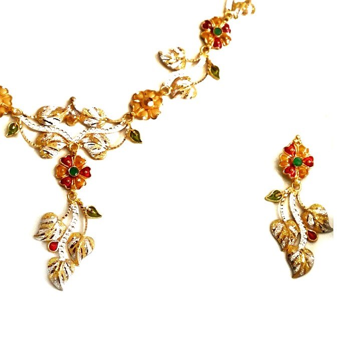 916 gold  Lightweight Flower Shaped Necklace Set MGA - GN062