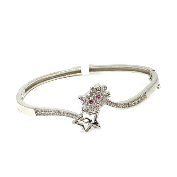 925 Sterling Silver Cat Shape Pink...