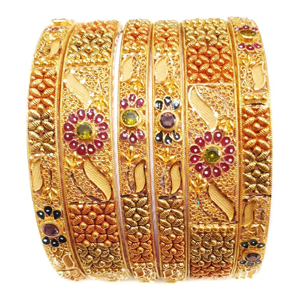 22k Gold Kalkatti Meenakari Kada bangles MGA - GP071