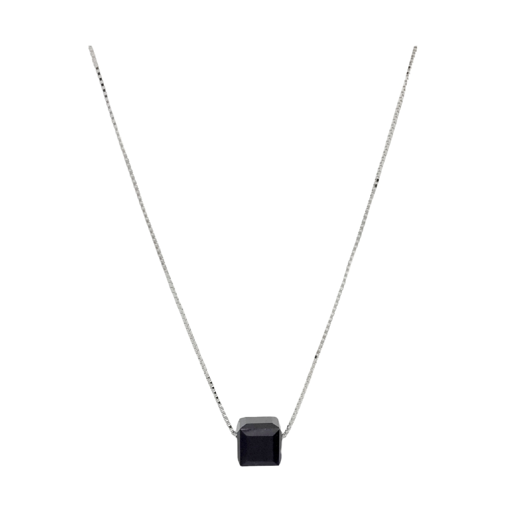 Black Cube Necklace In 925 Sterling...