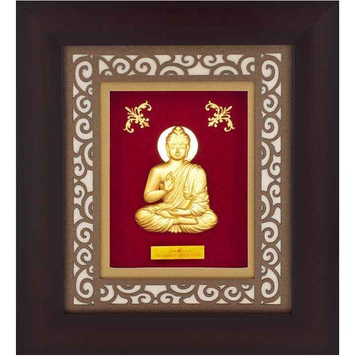 Lord buddha carving frame in 24k go...