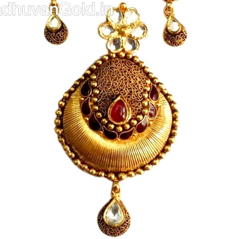 916 Gold Antique oxidised Pendant Set MGA - GPS001