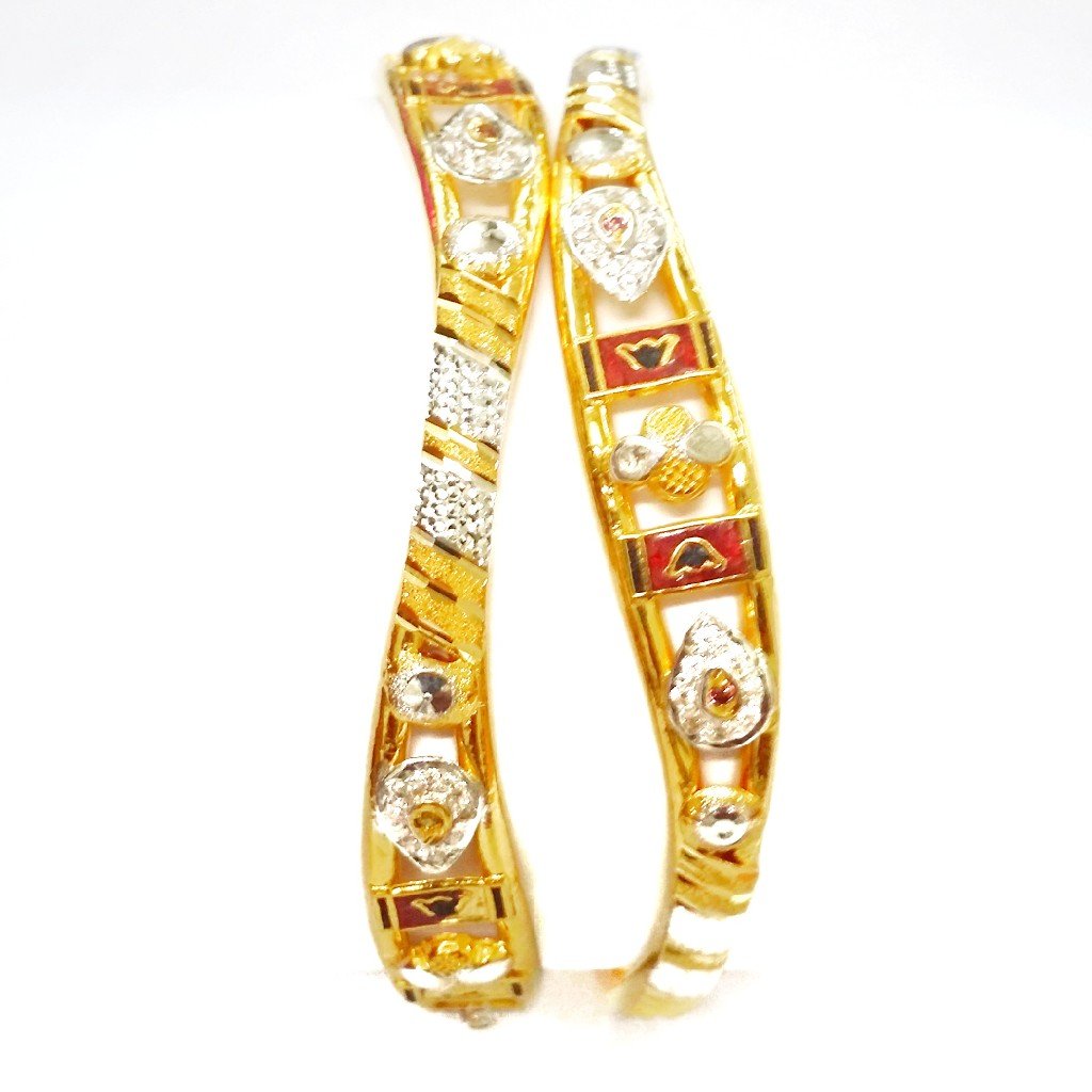 916 Gold CZ Diamond Kadli Bangles M...