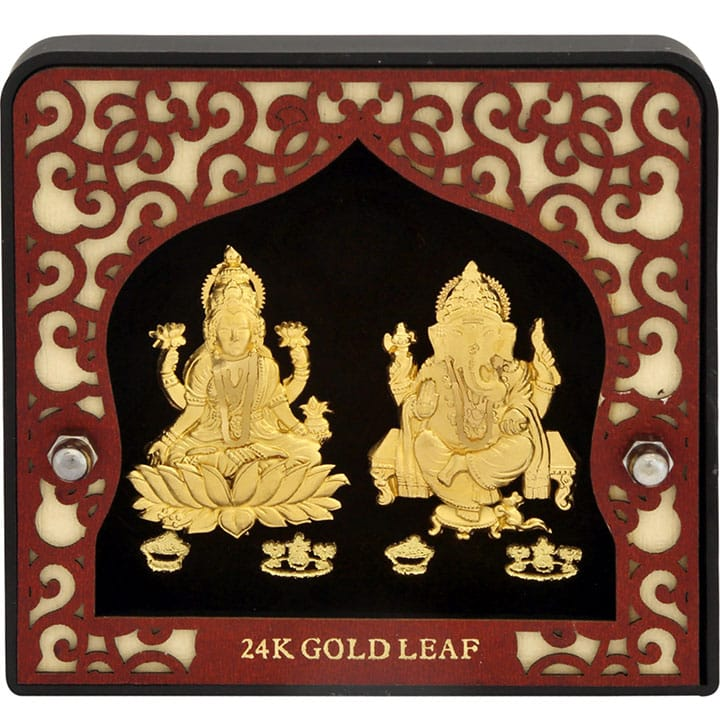 Laxmi Ganesh Frame In 24K Gold Foil...