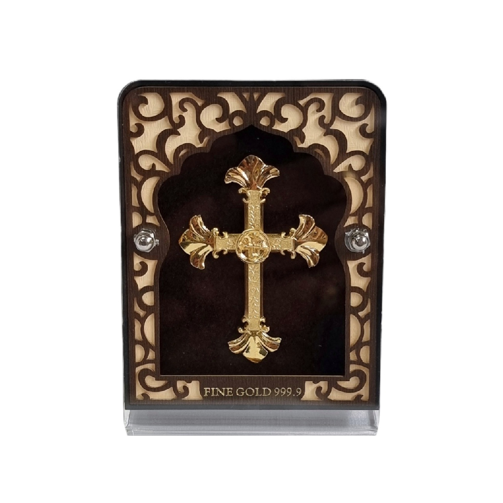 Christian Cross Sign In 24K Gold Le...