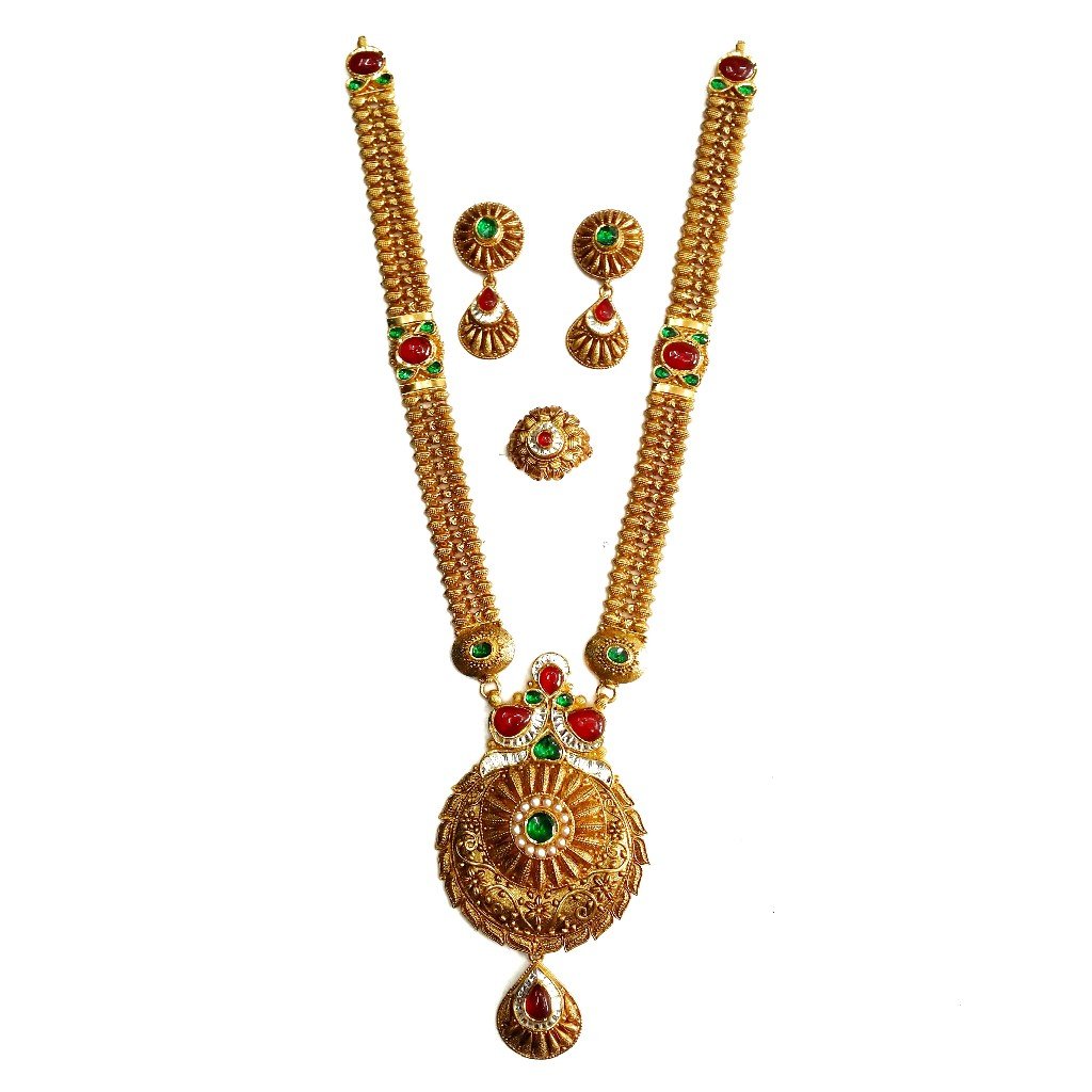 916 Gold Antique Rajwadi Necklace W...