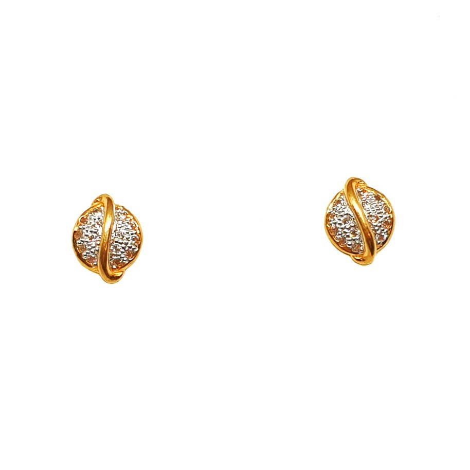 22K Gold Round Shaped Designer Earr...