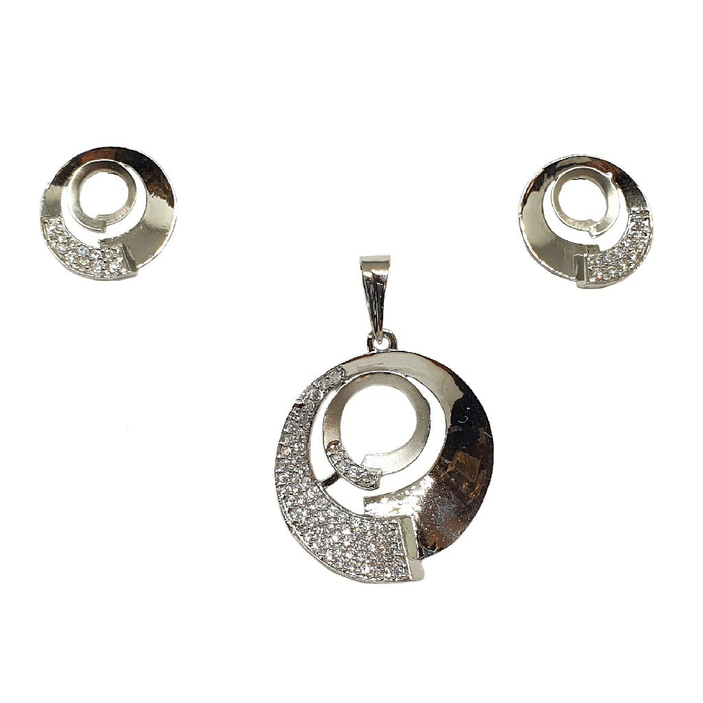 925 Sterling Silver Round Shaped Modern Pendant Set MGA - PTS0120