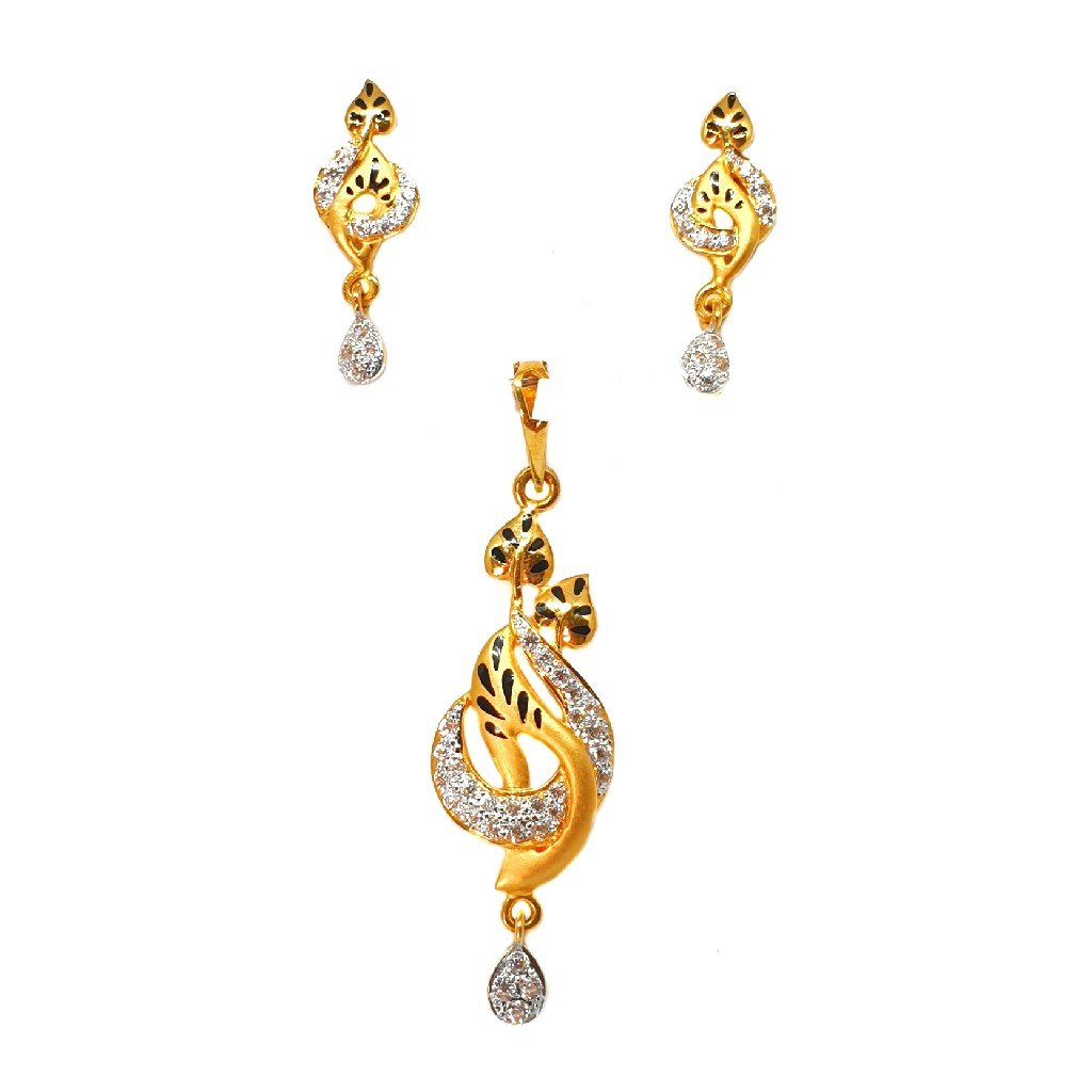 22K Gold Designer Pendant Set MGA -...