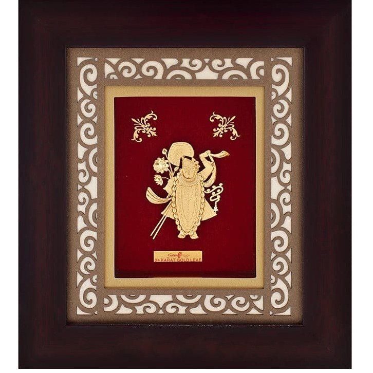 Shreenathji  carving frame in 24k g...