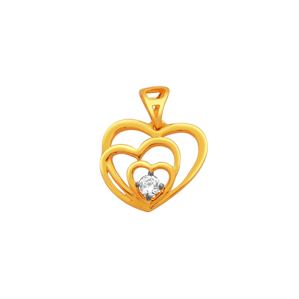 18K Yellow Gold Real Diamond Heart...