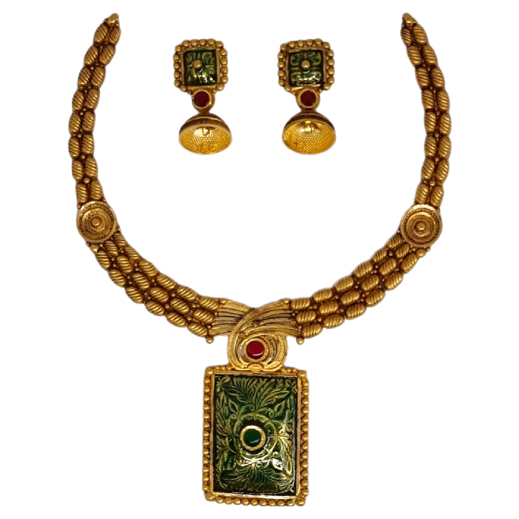 22k gold antique oxidised modern ne...