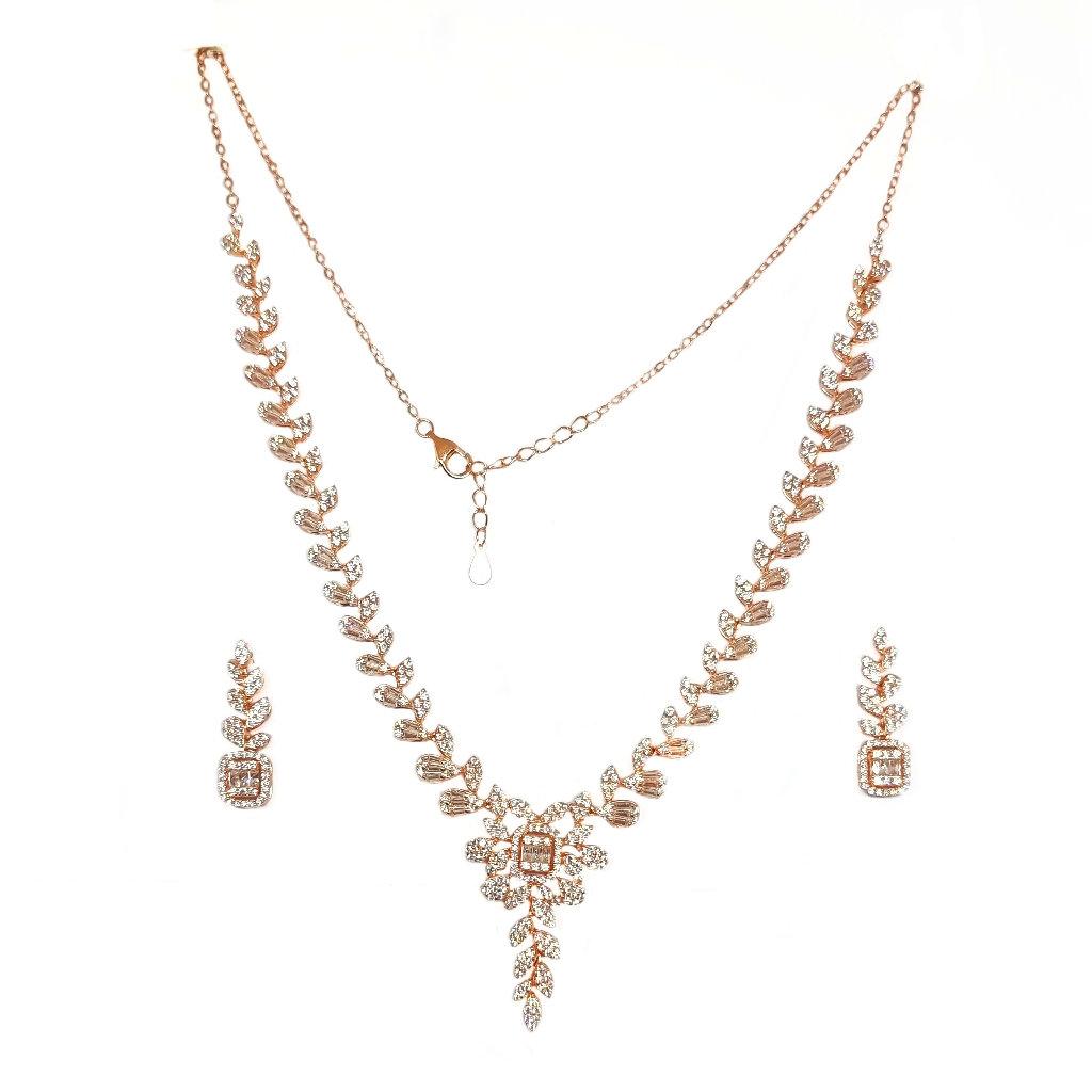 Rose Silver Necklace Set In 925 Ste...