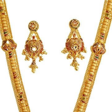 22k gold kalkatti rajwadi necklace set mga - gls038