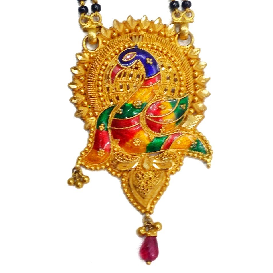 22k Gold Meenakari Peacock Mangalsutra MGA - GM060