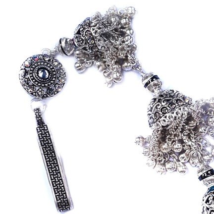 Long size antique rajwadi designer silver juda mga - jus0042