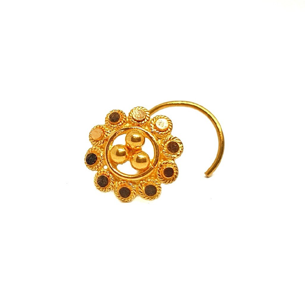 18K Gold Round Shape Nosepin MGA -...