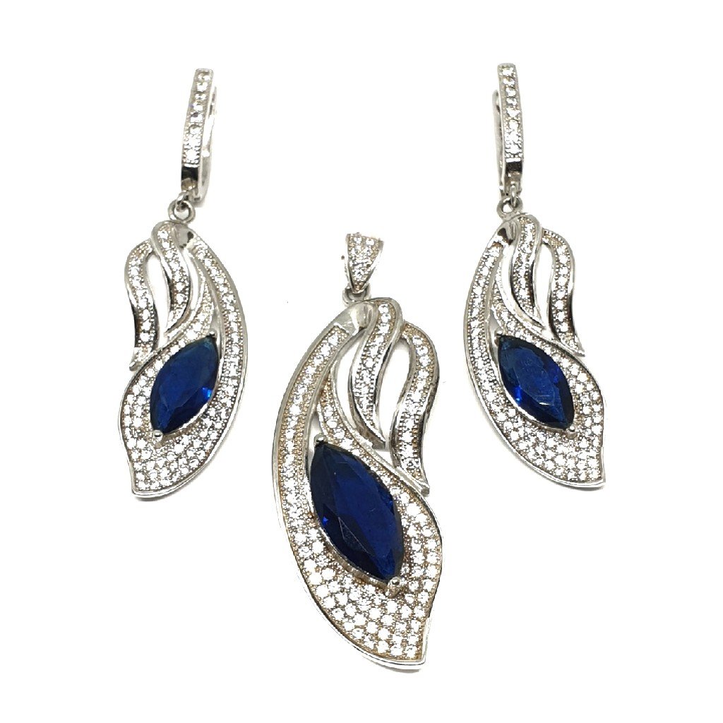 925 Sterling Silver Blue Stone Mode...