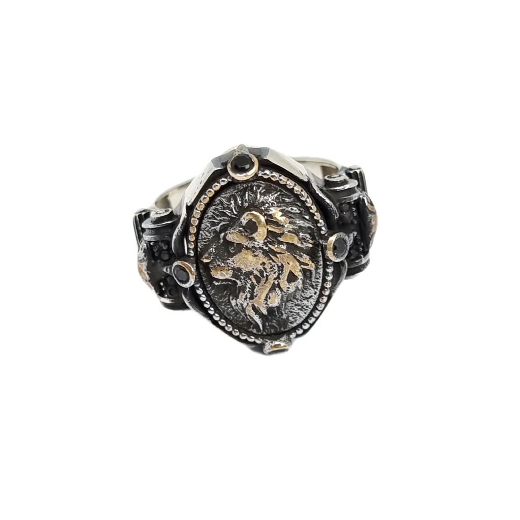 Lion Designer Oxidised Ring In 925...